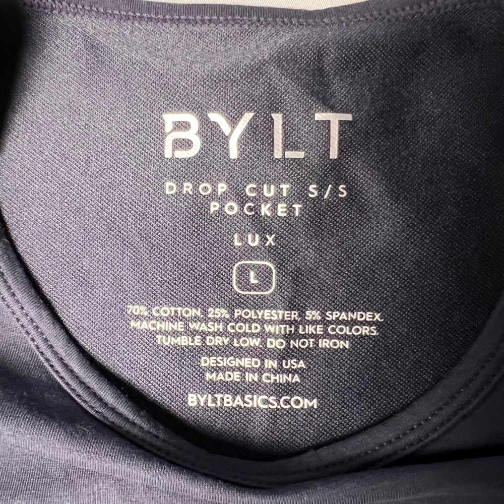 BYLT Drop Cut Lux Short Sleeve Pocket T-Shirt Navy Blue Mens Large XDC_SS_PT_NVY - Picture 4 of 8